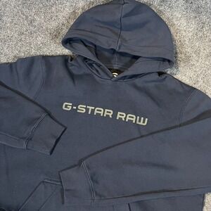G-Star Raw Loaq Sweater Men's Long Sleeve Navy Fleece Hooded Sweatshirt Size L